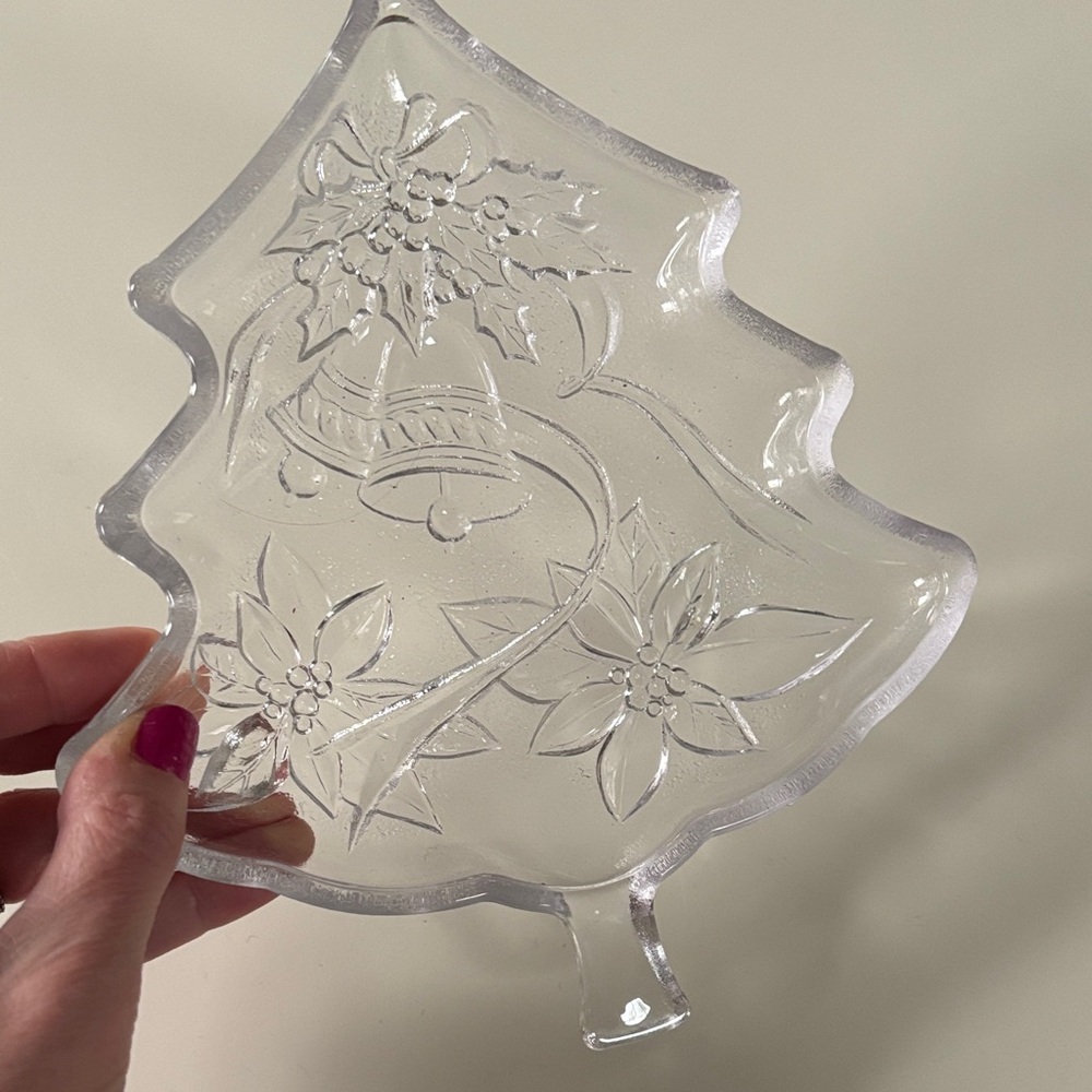 Clear Glass Christmas Tree Candy dish Plate